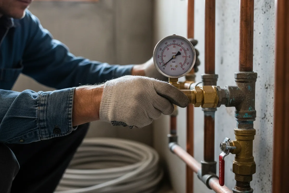 Pressure testing a repaired line during Water Line Repair in Interlachen